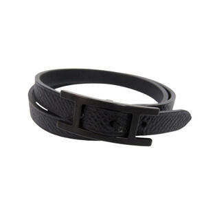 HERMES Black Leather Charm Bracelet
